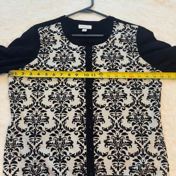 Charter Club Women’s Metallic Print Burnout Velvet Button Up Cardigan Size L - Picture 8 of 9